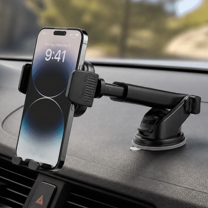 Volkano Secure Series Car Vent, Dash & Windshield Mount Phone Holder - Black - Image 6