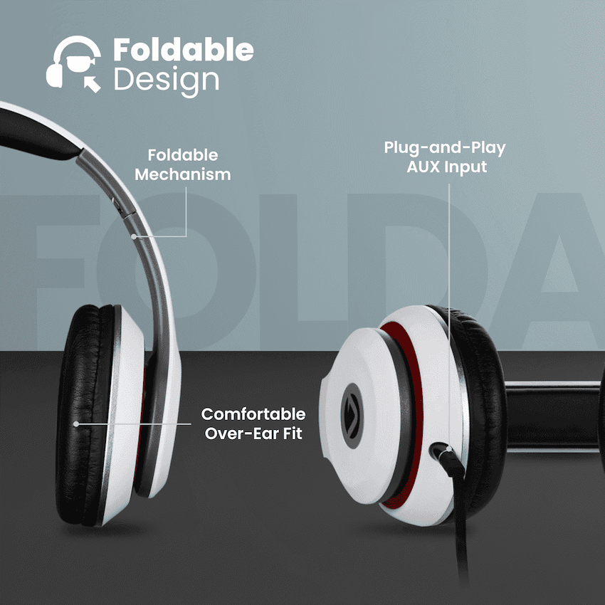 Volkano Falcon Series Headphones with Microphone - White - Image 6