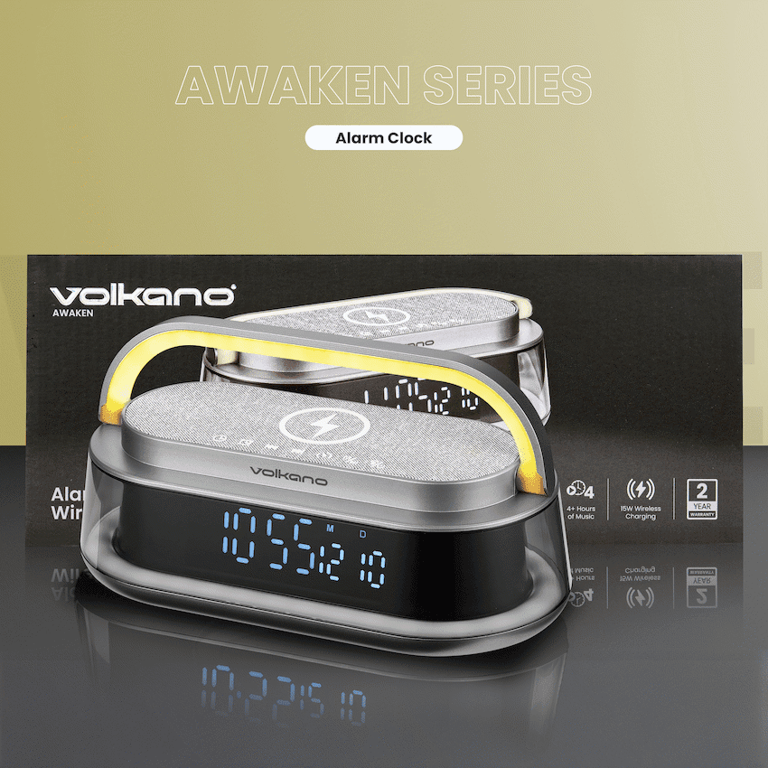 Volkano Awaken Series Alarm Clock with Wireless Charging and Speaker - Image 6