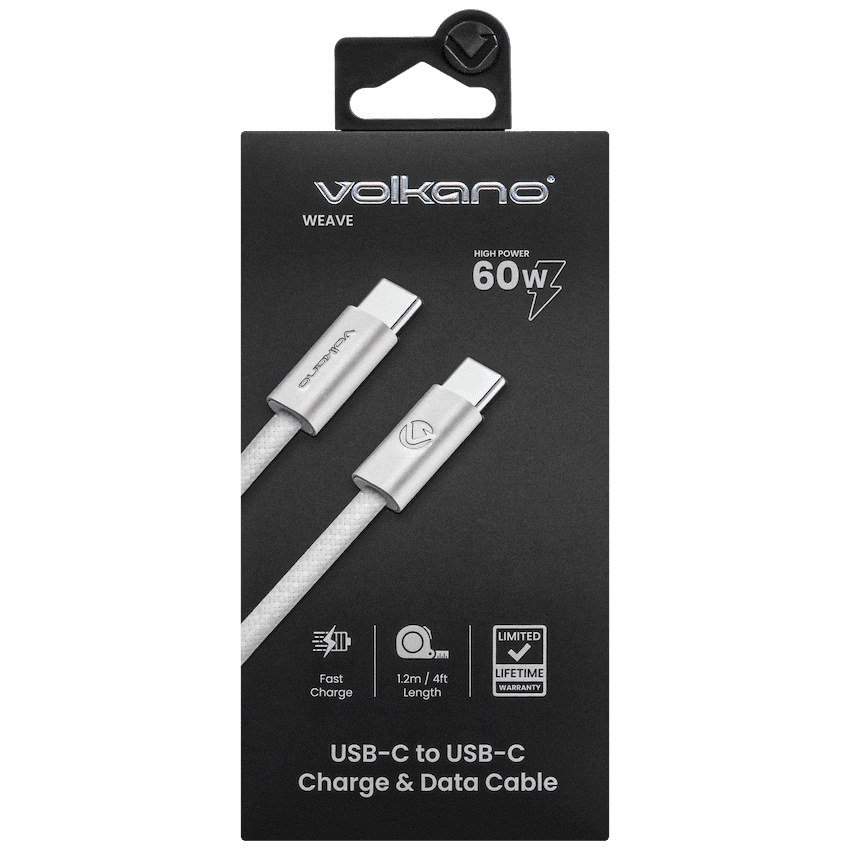 Volkano Weave Series 60w USB C to USB C 1.2m-White - Image 8