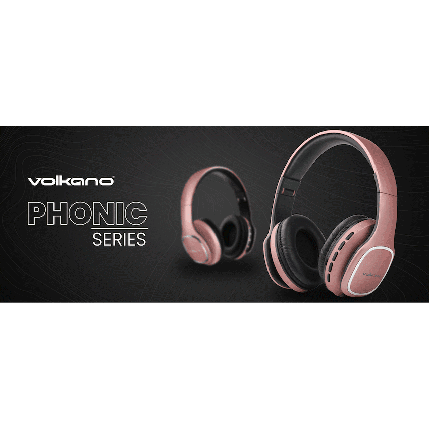Volkano Phonic Series Bluetooth Full-Size Headphones - Rose Gold - Image 8