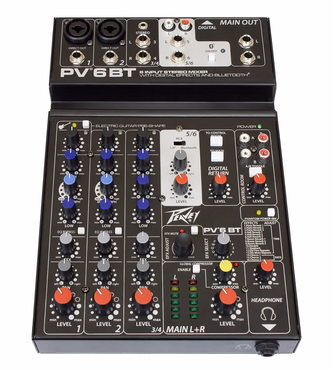 Peavey PV-6BT Bluetooth Mixer W/USB-MP3