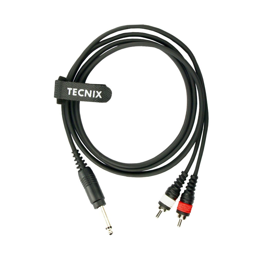 Tecnix 1/4" Mono Jack Male to Dual RCA Male cable -1.5m Meter - Image 2