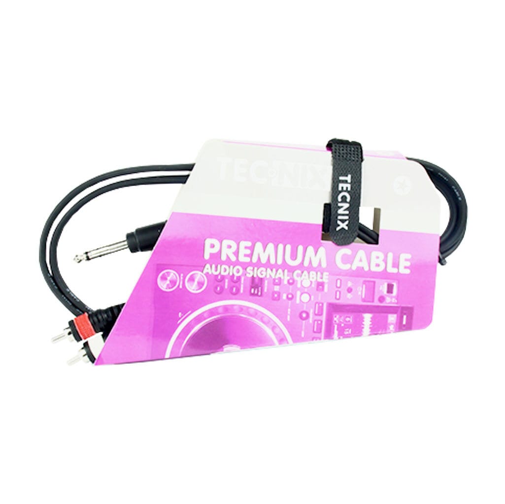 Tecnix 1/4" Mono Jack Male to Dual RCA Male cable -1.5m Meter
