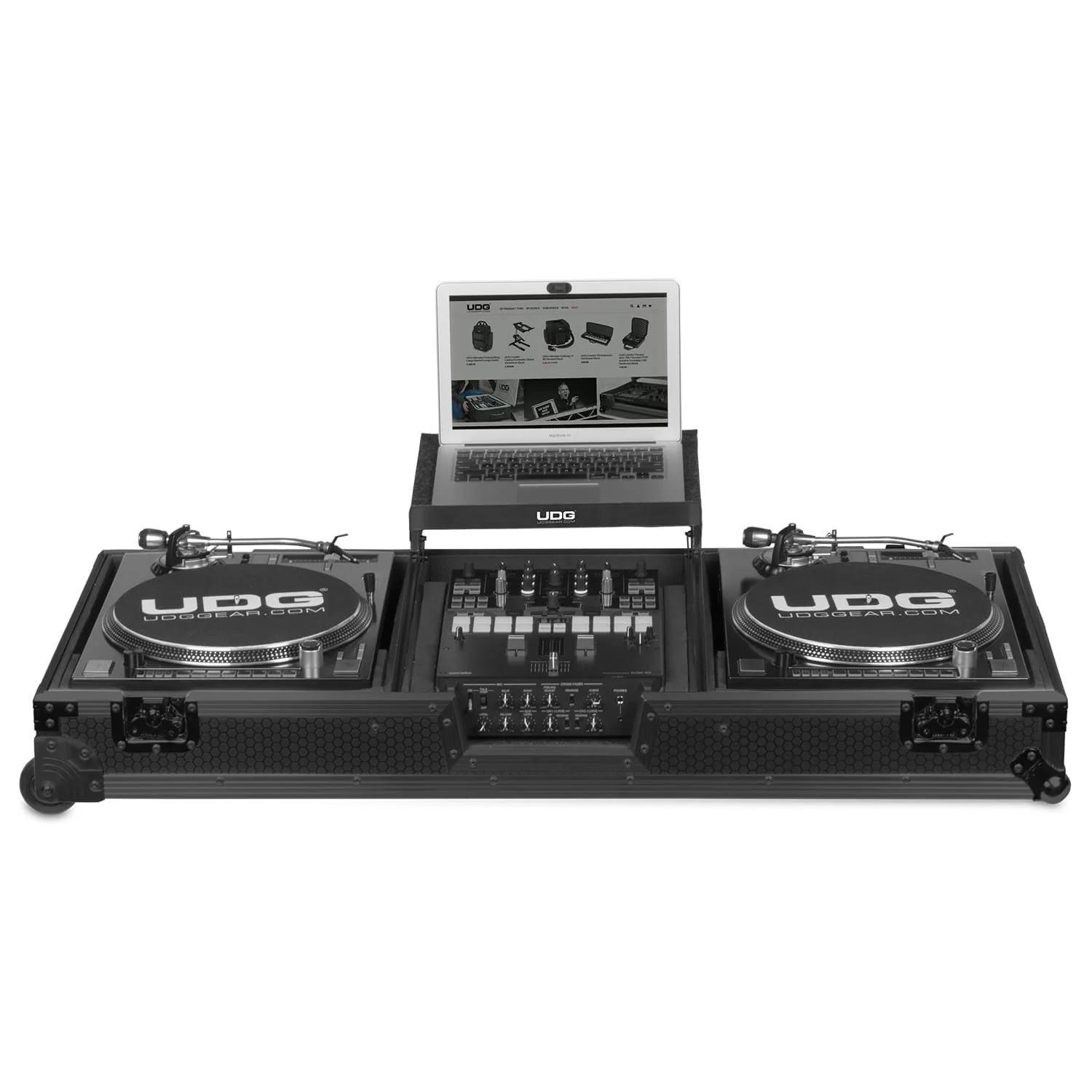 UDG Ultimate Flight Case Set Multi Format Turntable Battle & 10"/12" Mixer Plus (Laptop Shelf + Wheels) - Image 5
