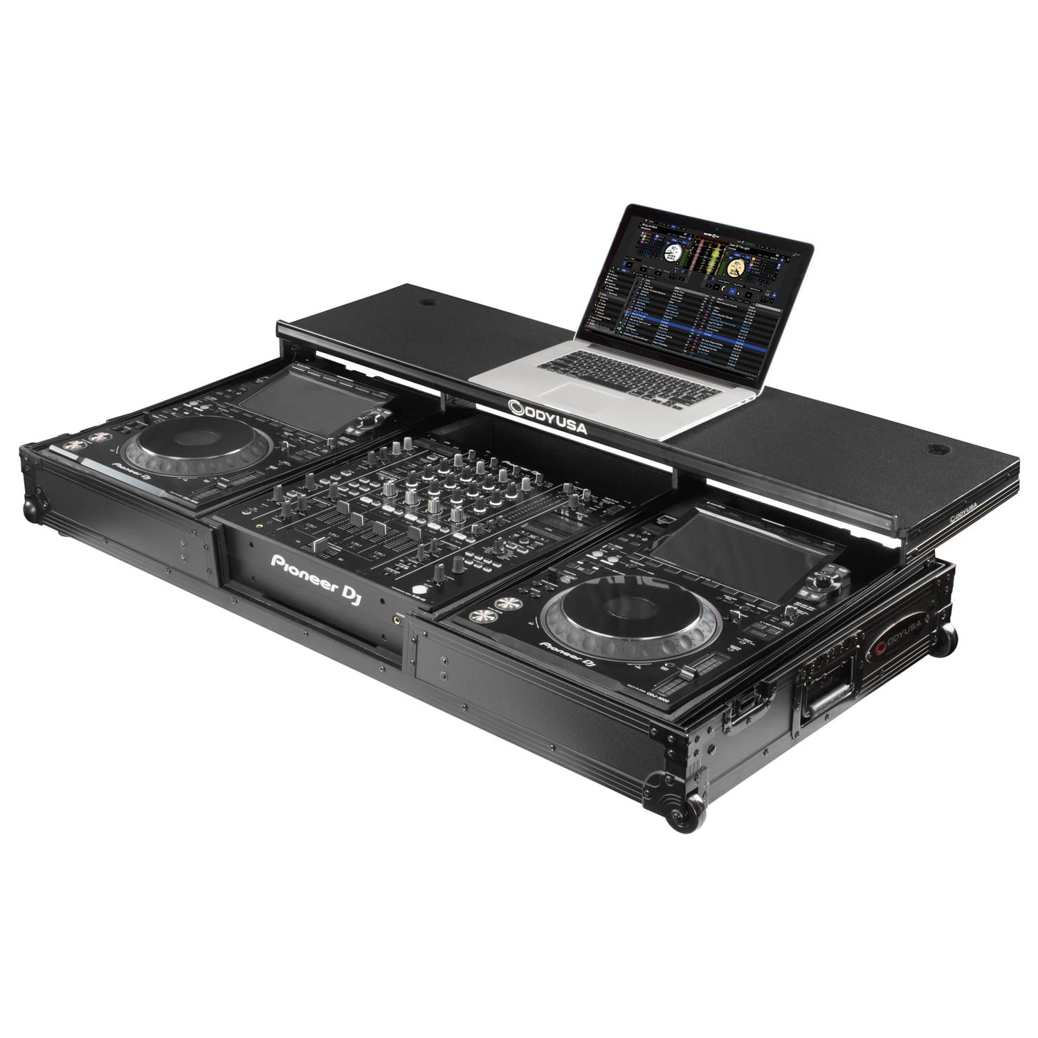 Odyssey Glide Style Black Label DJ Coffin Flight Case with Wheels for DJM-A9 and CDJ-3000 or Similar Size Gear