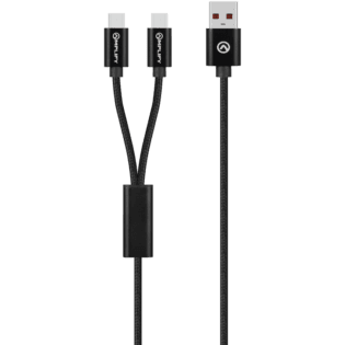 Amplify Linked Series USB to 2 x USB-C Braided Cable 60W 1.2m - Black