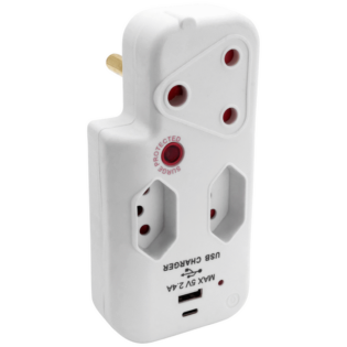 Ellies 3 Way Surge Adaptor with Type C + USB - WT
