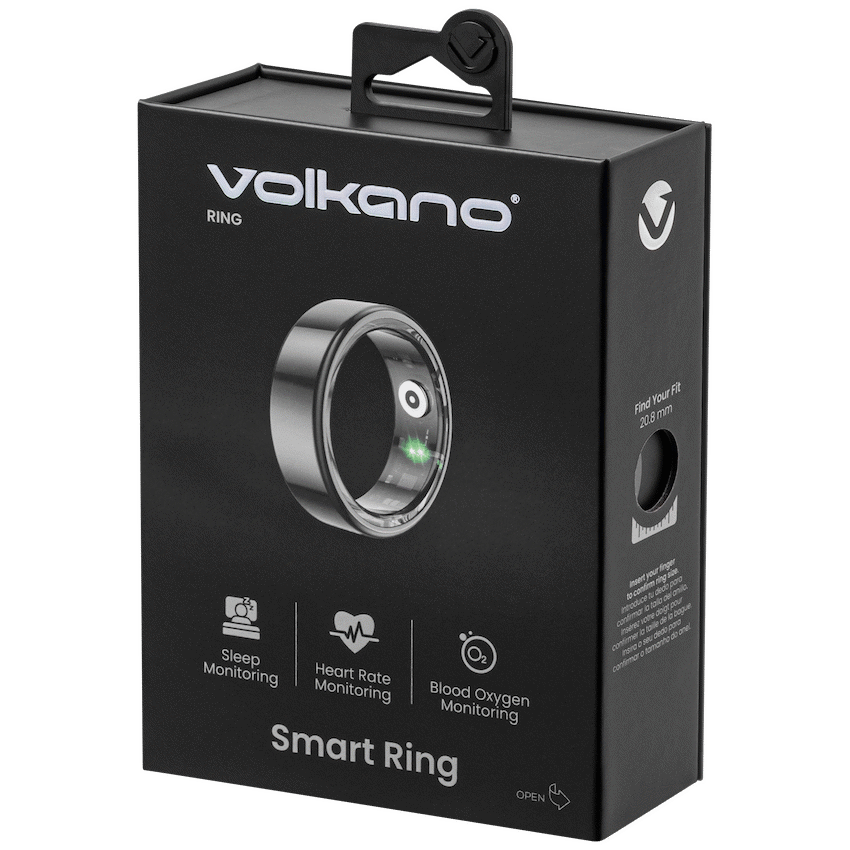 Volkano Ring Series Smart Ring with Charge Case - Black 20.8mm