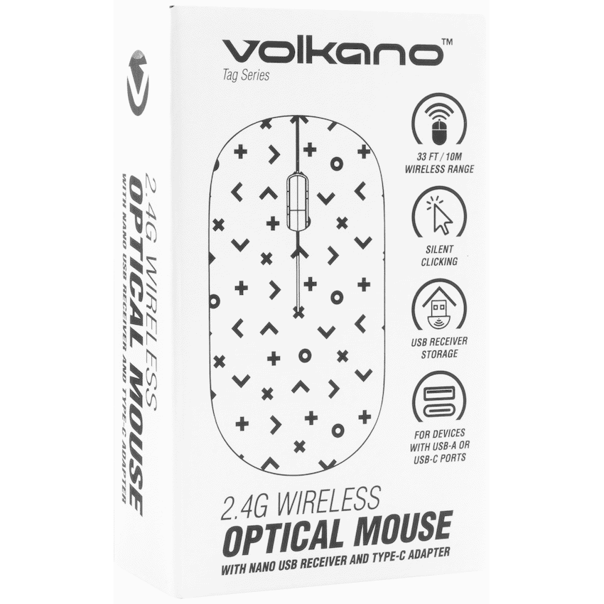 Tag Series 2.4G Wireless Optical Mouse with Nano USB and Type-C Receiver - Black Geo - Image 10