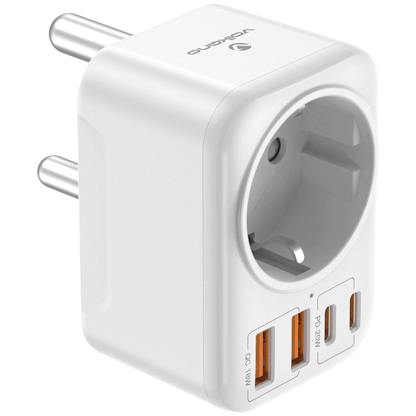 Volkano MultiVolt Series 2x USB-A + 2x USB-C adaptor SA Plug to multi travel socket 20Watt - Image 2