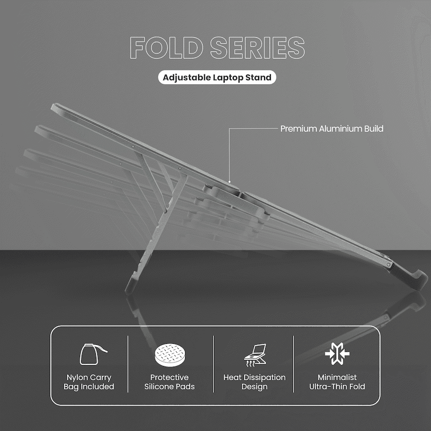 Volkano Fold Series Adjustable Aluminium Laptop Stand - Image 2