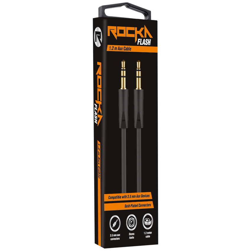 Rocka Flash Series Aux Cable 1.2m - Black - Image 2
