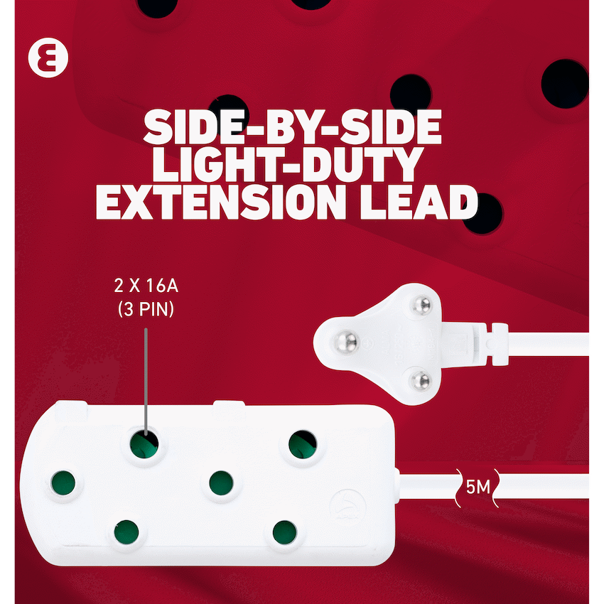 Ellies Side-by-Side Light Duty Extension Lead - 5m - Image 3