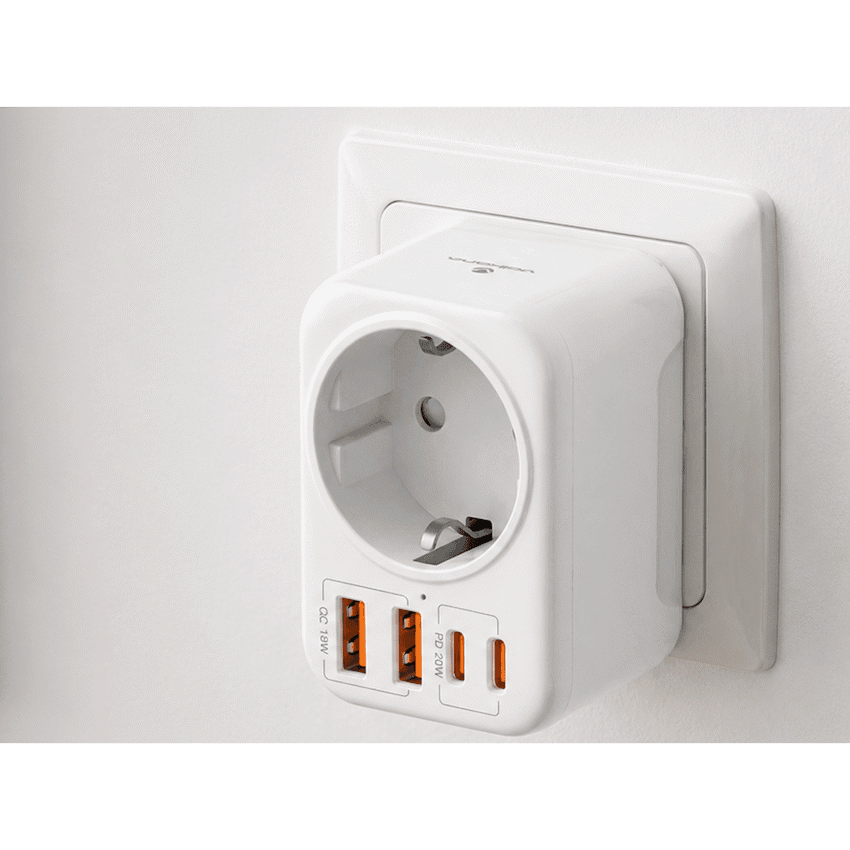 Volkano MultiVolt Series 2x USB-A + 2x USB-C adaptor SA Plug to multi travel socket 20Watt - Image 4