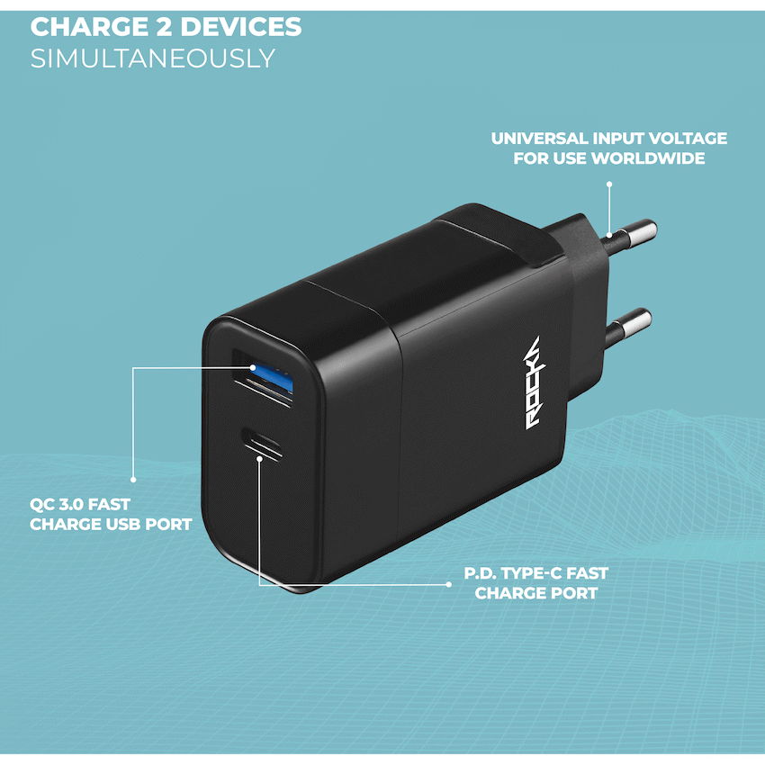 Rocka Rapid Series QC3.0 + PD Wall Charger, 18w, with Cable - Image 5