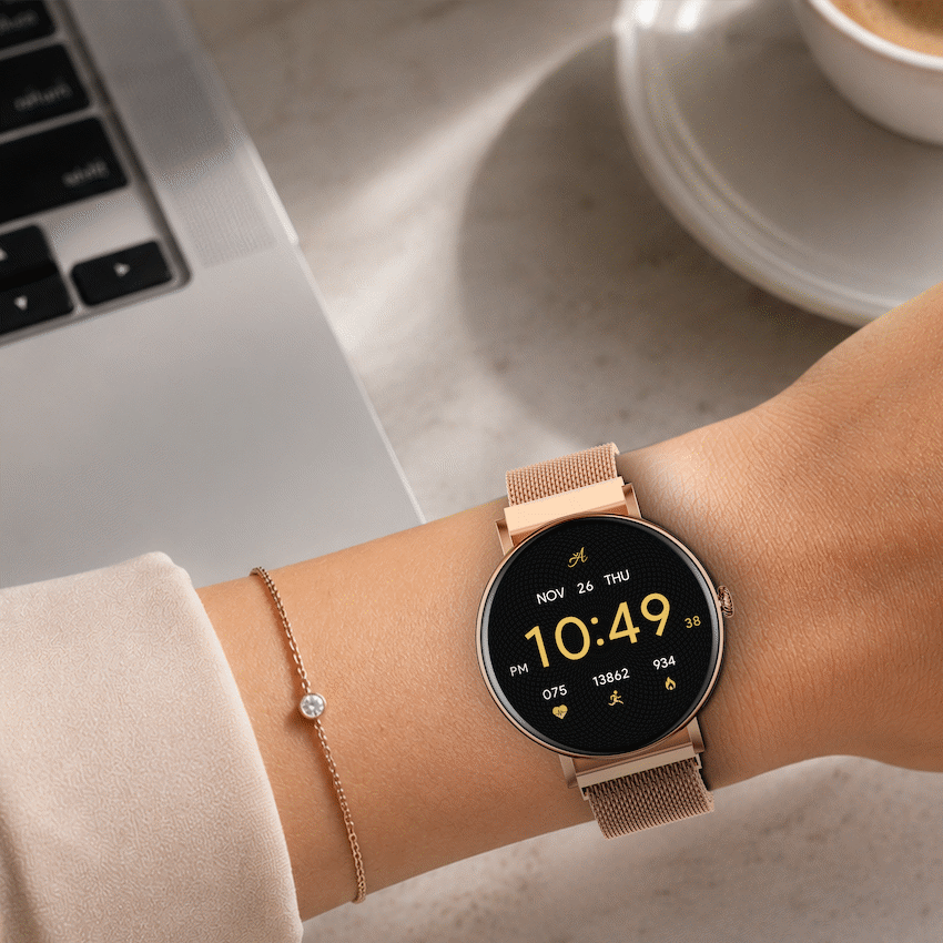 Volkano Ayla Collection Smartwatch with Extra Silicone Strap - Gold - Image 6