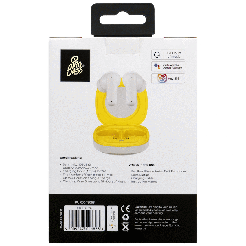 Pro Bass Bloom Series TWS Earphones - Yellow - Image 8