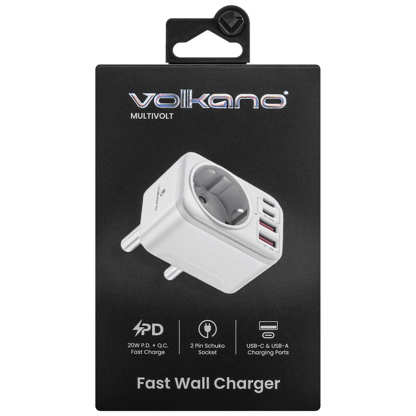 Volkano MultiVolt Series 2x USB-A + 2x USB-C adaptor SA Plug to multi travel socket 20Watt - Image 9