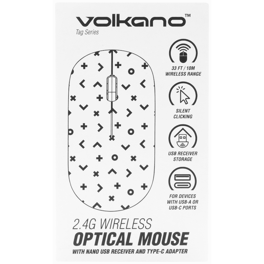 Tag Series 2.4G Wireless Optical Mouse with Nano USB and Type-C Receiver - Black Geo - Image 9
