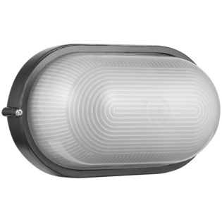 Ellies Illume Series - Large AC Oval Bulkhead - Aluminium  + Glass - E27 Base -BK
