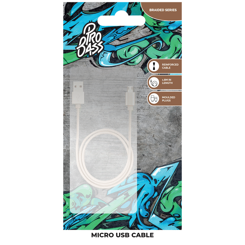 Pro Bass Braided Series Micro USB Cable 1.2m - Gold - Image 3