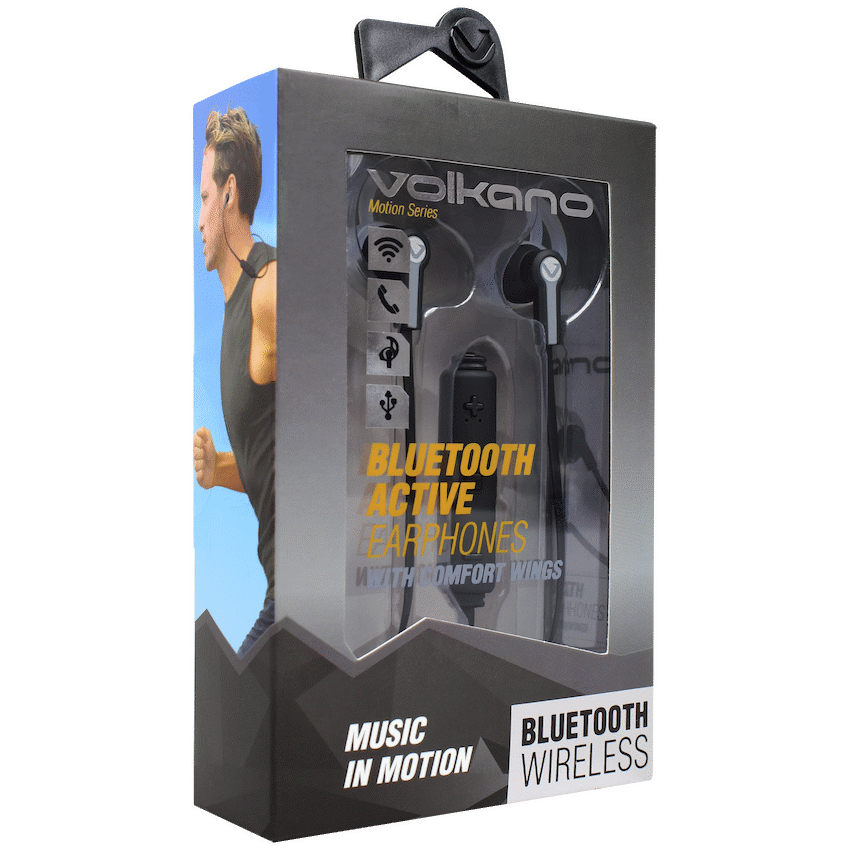 Volkano Motion Bluetooth Earphones - Black/Grey - Image 3