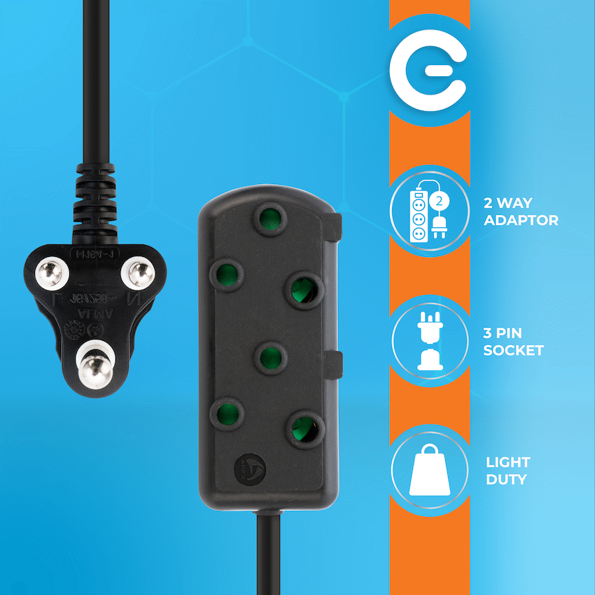 Switched Light Duty Side by Side (SBS) Extension Leads 5m - BK - Image 4