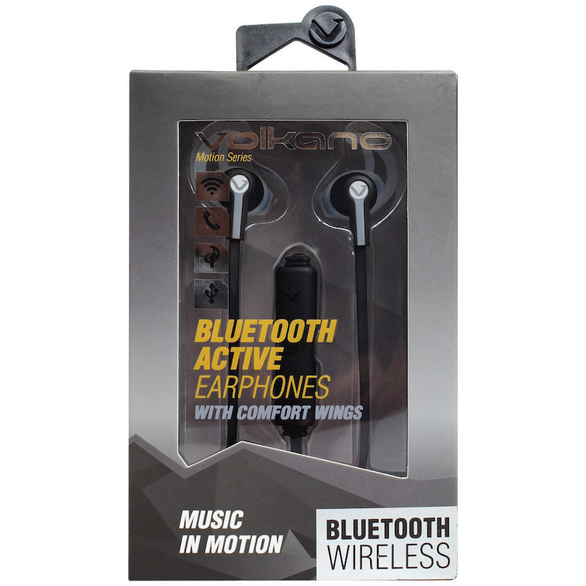 Volkano Motion Bluetooth Earphones - Black/Grey - Image 4
