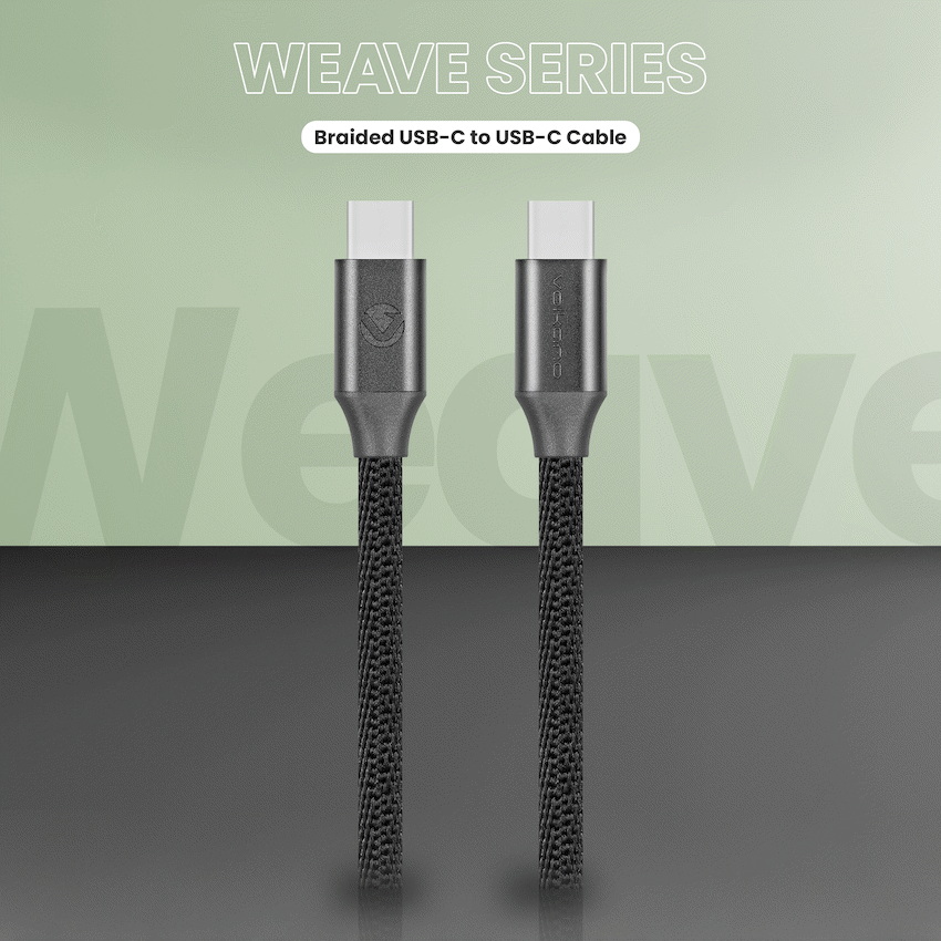 Volkano Weave Series Type-C to Type-C Cable (1.2m, 60w) - Black - Image 7