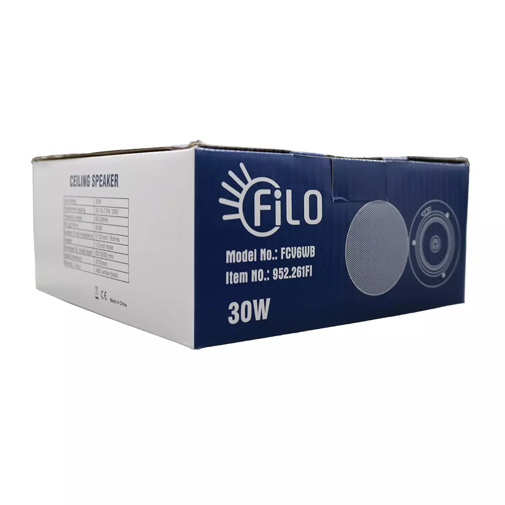 FILO FCV6WB FRAMELESS CEILING SPEAKER 6.5INCH WHITE/BLACK 30W 100V - Image 5