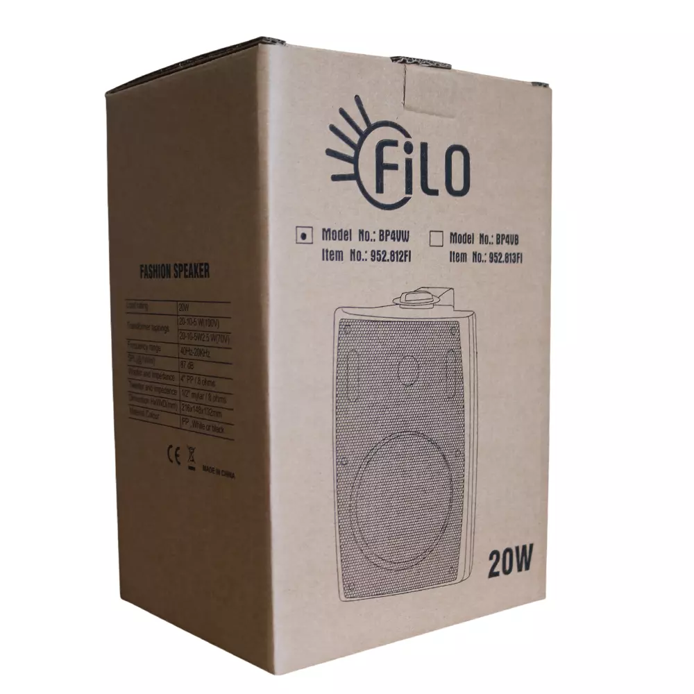 FILO BP4VW PASSIVE WALL MOUNT SPEAKER 4INCH WHITE 20W 100V - Image 5