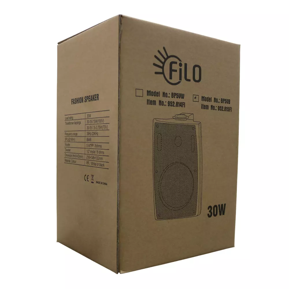 FILO BP5VB PASSIVE WALL MOUNT SPEAKER 5.25INCH BLACK 30W 100V - Image 5