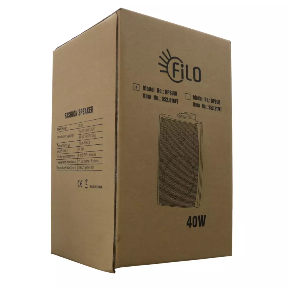 FILO BP6VW PASSIVE WALL MOUNT SPEAKER 6.5INCH WHITE 40W 100V - Image 5