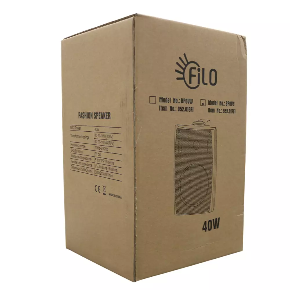 FILO BP6VB PASSIVE WALL MOUNT SPEAKER 6.5INCH BLACK 40W 100V - Image 5