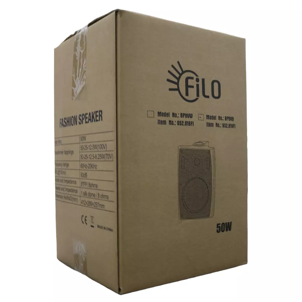 FILO BP8VB PASSIVE WALL MOUNT SPEAKER 8INCH BLACK 50W 100V - Image 5