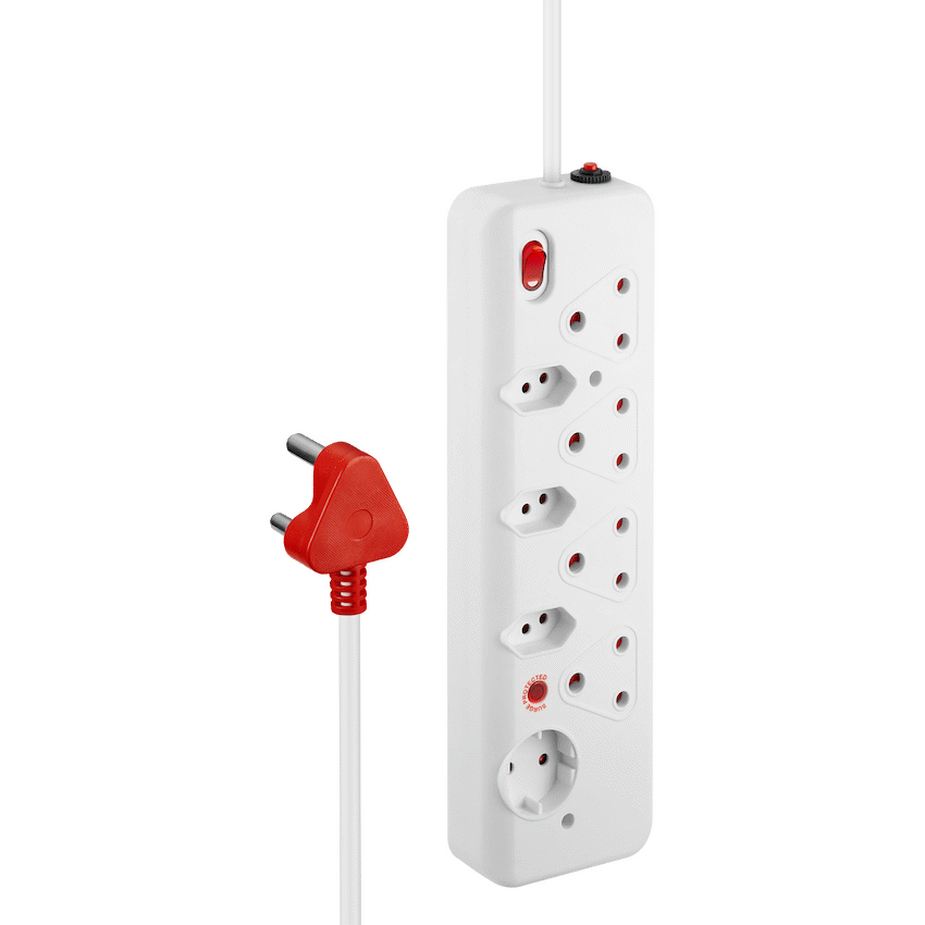 Nexon 8 Way Medium Surge Multiplug 0.5M - White