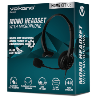 Volkano Chat series mono headset with boom microphone.