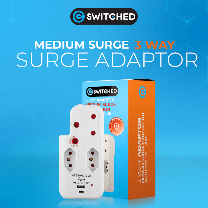 Switched 3-Way Medium Surge Adaptor with Type-C + USB - White - Image 10