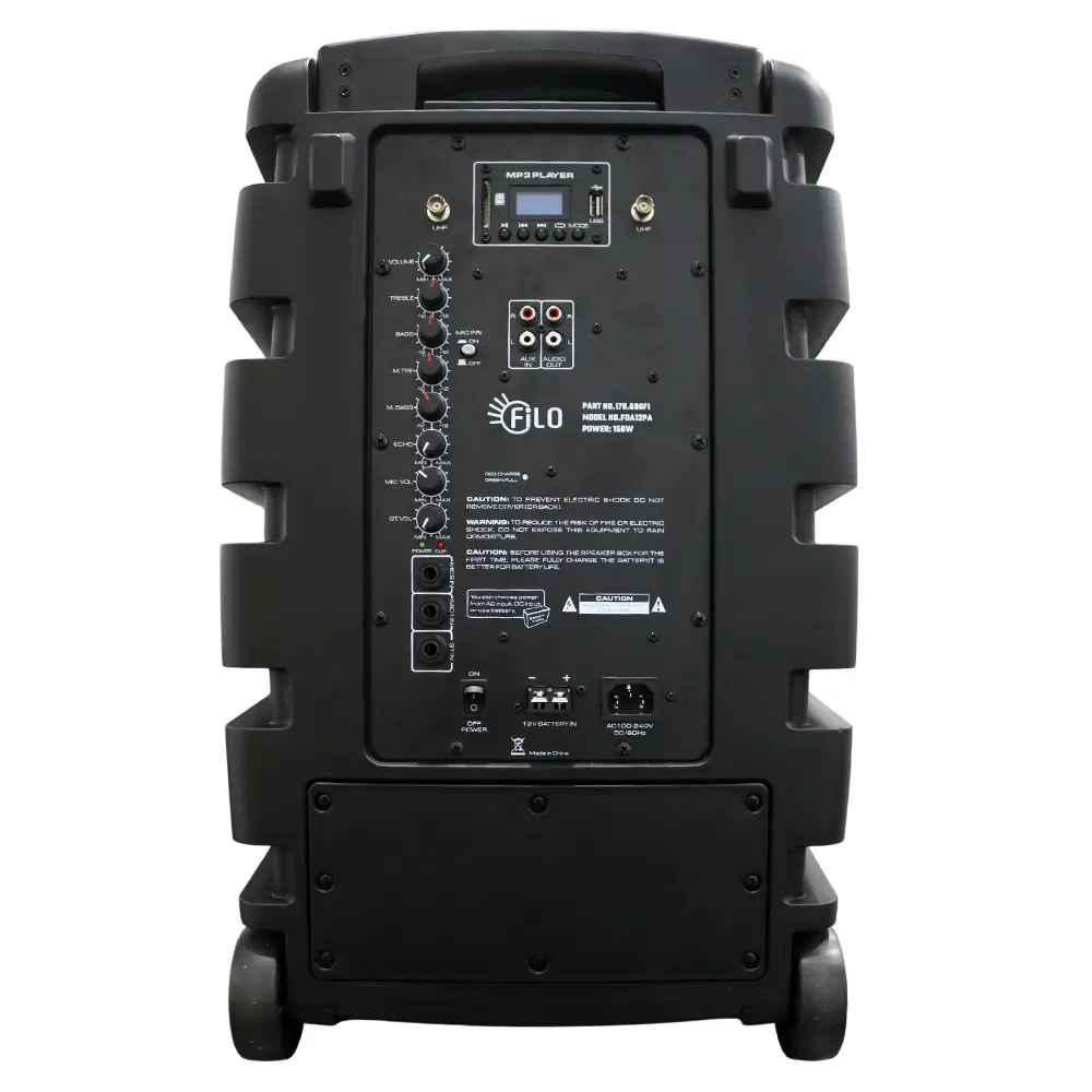 FILO FDA15PA PORTABLE PA 2X UHF 15INCH MICS/MP3/USB/SD/BT - Image 3