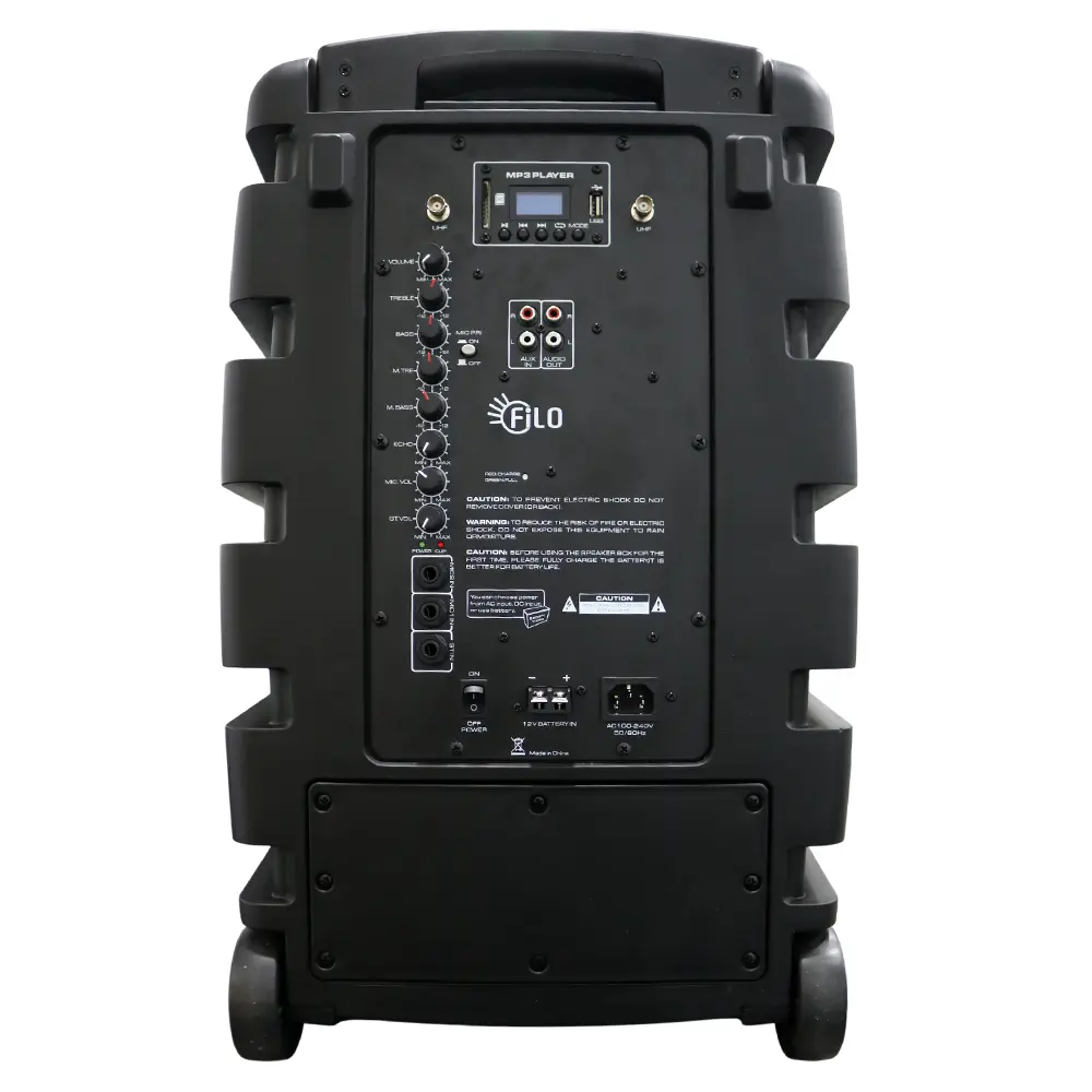 FILO FDA12PA PORTABLE PA 2X UHF MICS/MP3/USB/SD/BT 12INCH - Image 3