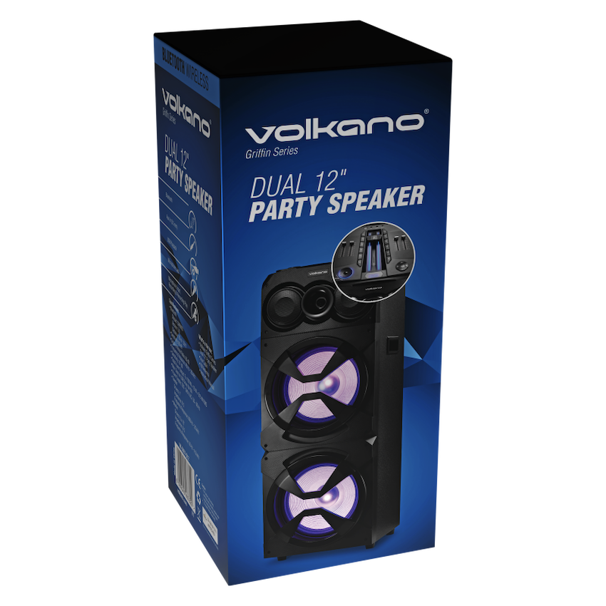 Volkano Griffin Series Dual 12" Party Speaker - Black - Image 2