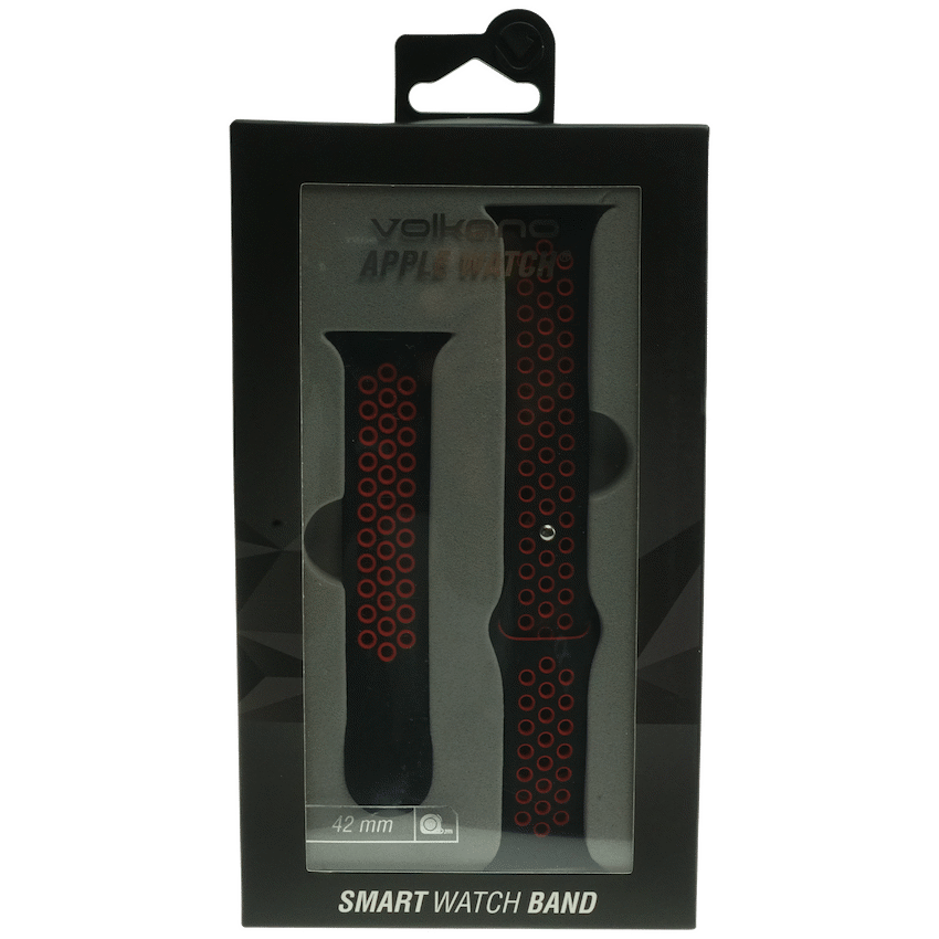 Volkano Smart Watch Band - Sport Silicone - iWatch 42mm - Black and Red S/L - Image 2