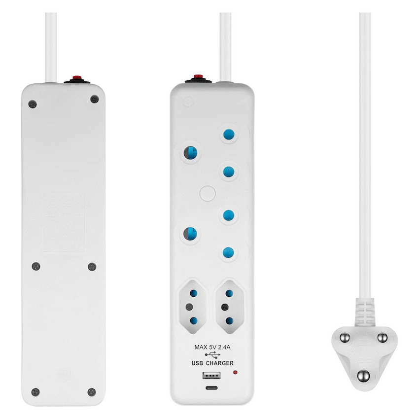 Switched 4-Way Extension Lead with 1x Type-C + 1x USB - 2m - Image 5