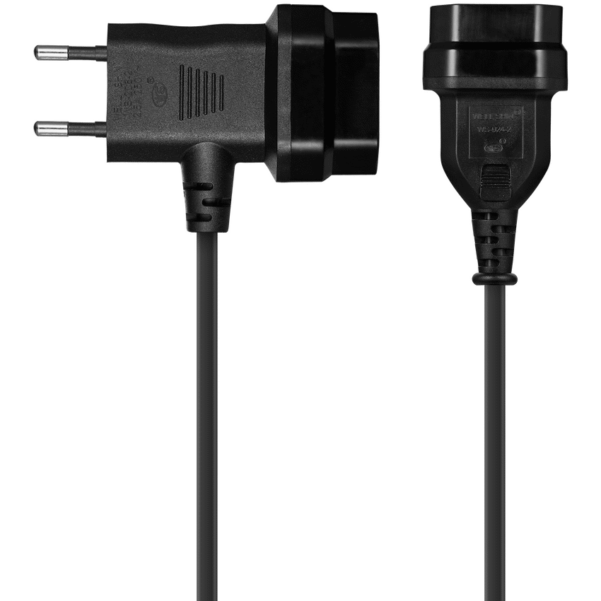 Switched Easy Cable Extender 2-Pin Euro to T-Shape AC 2-Pin Euro Socket 2m - Black - Image 6