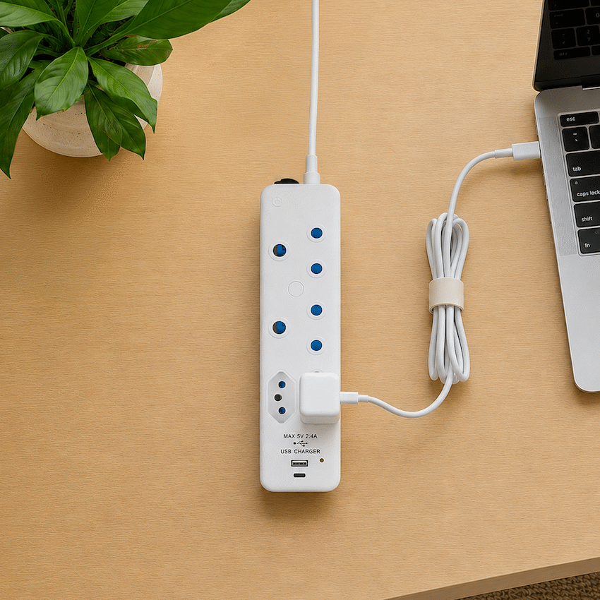 Switched 4-Way Extension Lead with 1x Type-C + 1x USB - 4m - Image 8