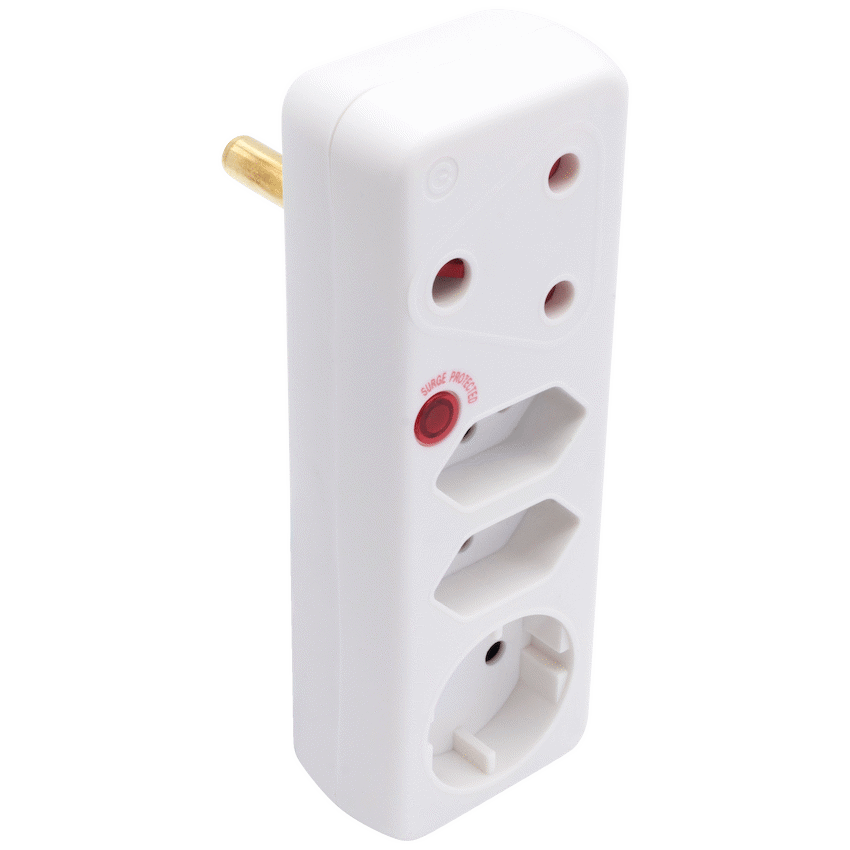 Switched 4-Way Medium Surge Adaptor with Schuko - White - Image 8