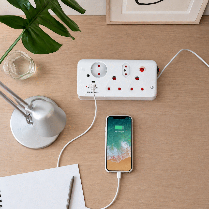 Switched 4-Way with 1x Type-C + 1x USB 2.4a Socket Medium Surge-Protected 0.5m - Image 8