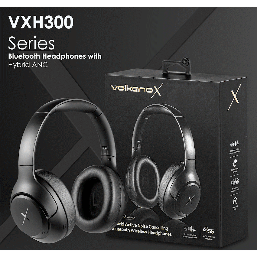 VolkanoX VXH300 Bluetooth Headphones with Hybrid ANC - Black - Image 9