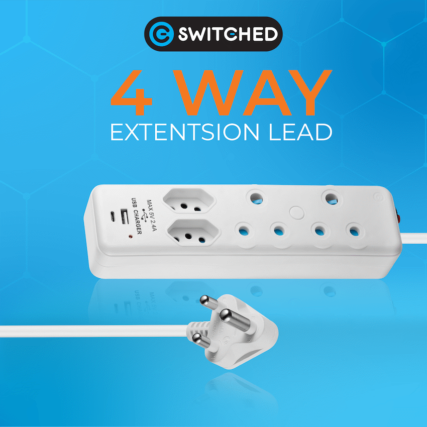 Switched 4-Way Extension Lead with 1x Type-C + 1x USB - 2m - Image 9